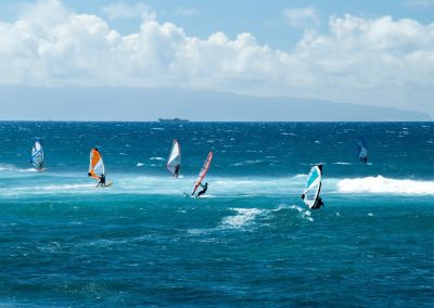 windsurfers in Windy weather on Maui